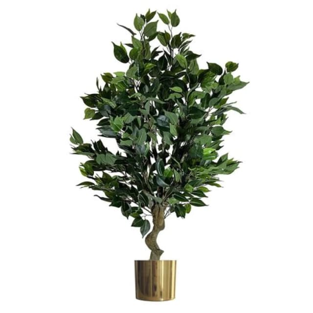 Leaf 100cm Leaf Realistic Artificial Ficus Tree / Plant Bush Ficus Gold Planter