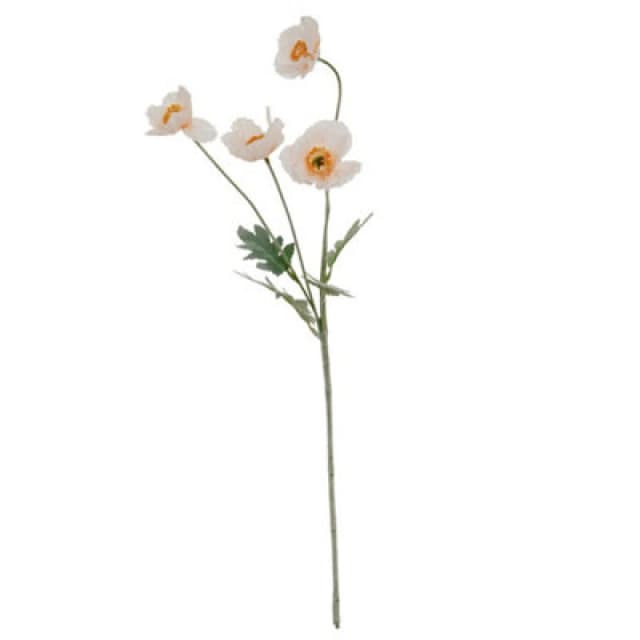 Hill Interiors Cream Papaver Poppy Spray Artificial Flower - Plastic - L15 X W15 X H58cm - White