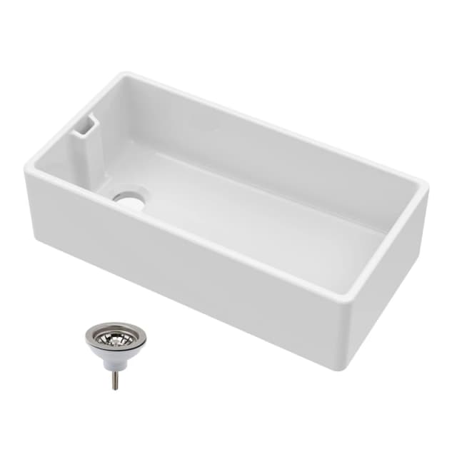 Balterley 1 Bowl Fireclay Belfast Sink Waste 895mm x 460mm x 254mm in White White Unisex