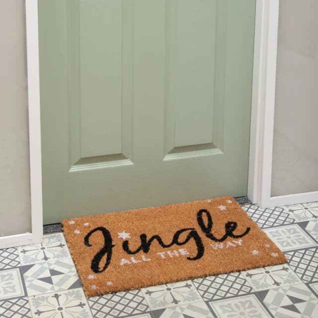 60cm x 40cm Jingle All The Way Coir Doormat with PVC Backing