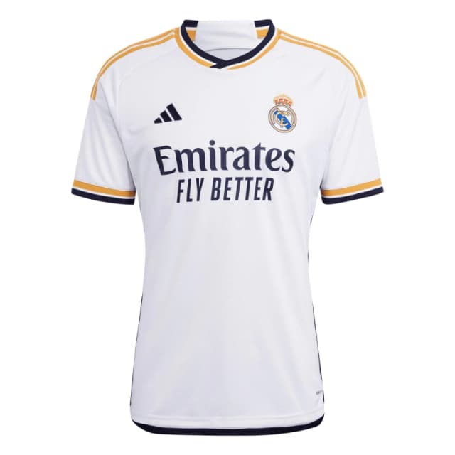 adidas Real Madrid Home Shirt 2023 2024 Adults White/Gold male XS