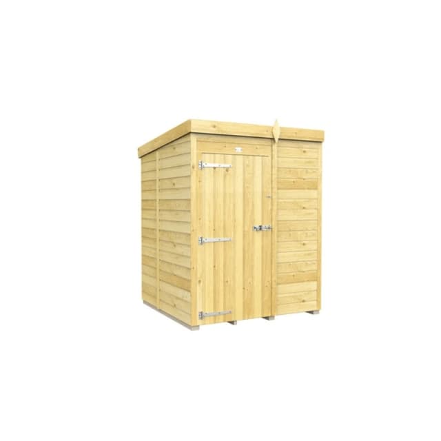 Buttercup Farm 5 x 5 Feet Pent Shed - Single Door W/O Windows - L147 x W158 x H201cm in Brown Brown Unisex