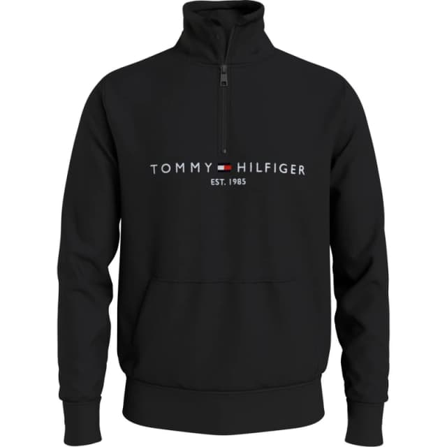 Tommy Hilfiger Logo Mockneck Sweatshirt 1/4 Zip Fleece Tops S Black 55775703350