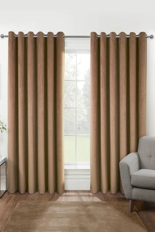 Homescapes Thermal 100% Blackout Velvet Curtains in Beige Size: 167cm width x 183cm drop Beige Unisex 167cm width x 183cm drop