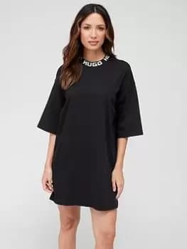 HUGO Ninaya Logo Neck Boxy Dress - Black, Size XS, Women