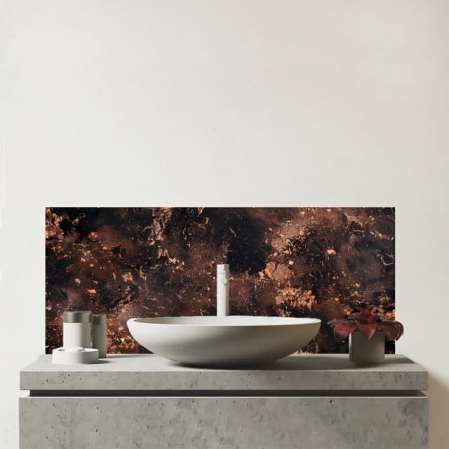 Warren Reed - Designer Copper Quartz Effect Glass Bathroom Splashback in Brown Brown Unisex