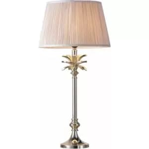 Table Lamp Polished Nickel & Dusky Pink Silk 60W E27 Bedside Light e10373