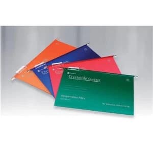 Rexel Crystalfile Classic Foolscap Suspension File Manilla V-Base 15mm Orange 1 x Pack fo 50 Suspension Files
