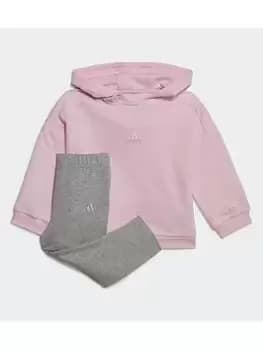 Boys, adidas Hooded Fleece Tracksuit, Bright Pink, Size 18-24 Months