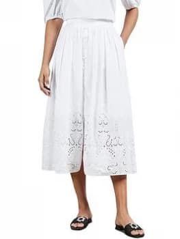 Ted Baker Embroidered Full Midi Skirt - White, Size 3=12, Women