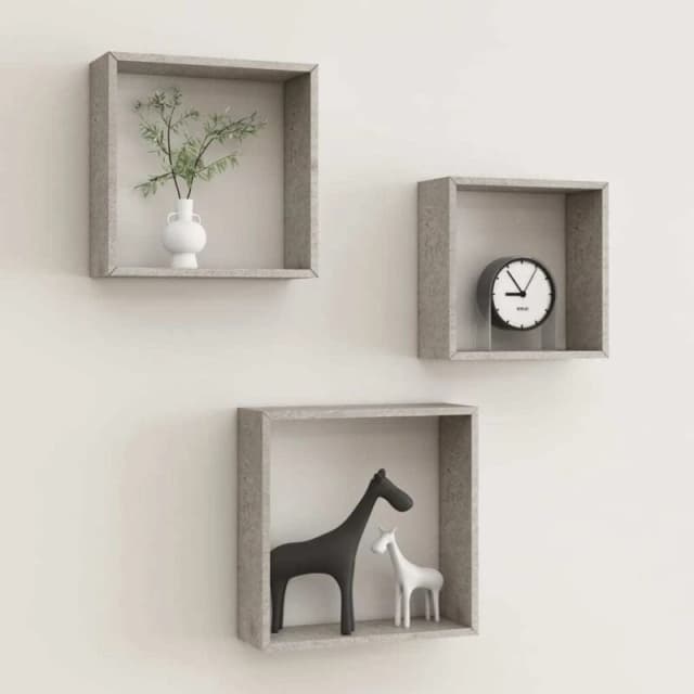 VIDAXL Vidaxl - Wall Cube Shelves 3 pcs Concrete Grey 8720286418222