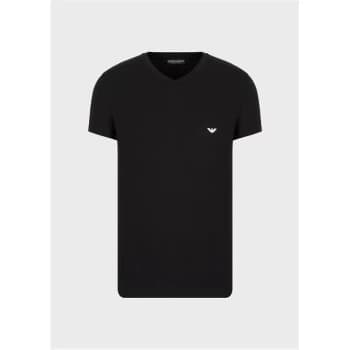 Emporio Armani Icon Logo V Neck T Shirt - Black