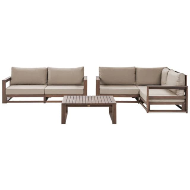 Beliani Garden Lounge Set With Table 4 Seater Timor Modular Certified Acacia Wood Dark Brown