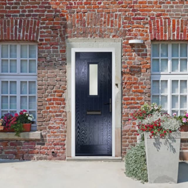 Lacerta Composite Door Sunningdale Blue 920mm X 2090mm Open In Left Hand Obs Glass 10 Year Guarantee - Free Delivery & Smart Lock
