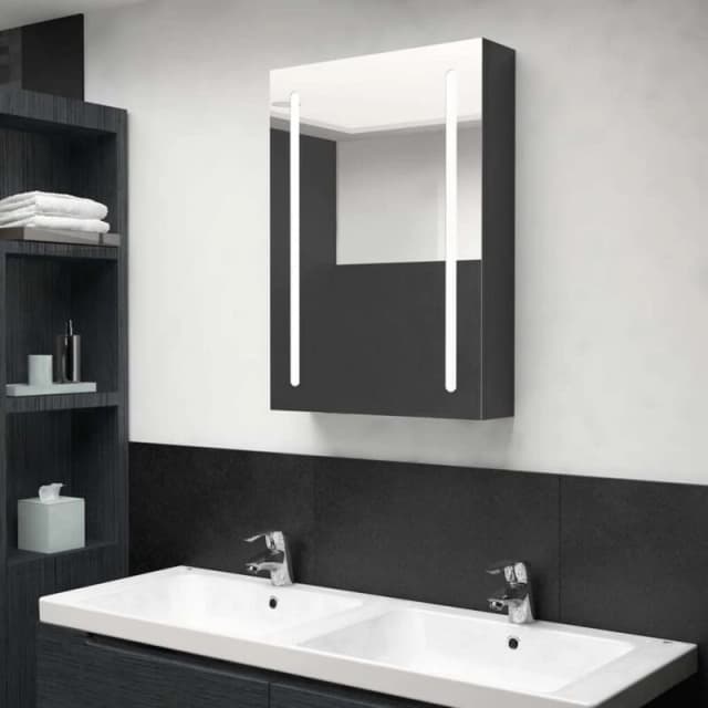 VIDAXL LED Bathroom Mirror Cabinet Shining Black 50x13x70cm vidaXL 8720286332597