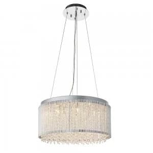12 Light Ceiling Pendant Chrome Plate & Clear Crystal, G9