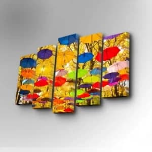 5PUC-051 Multicolor Decorative Canvas Painting (5 Pieces)