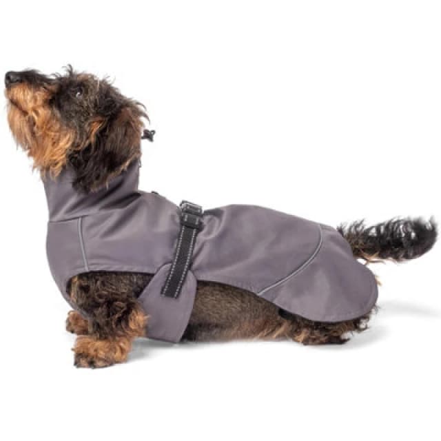 Bunty Downpaw Dog Coat - Adjustable Fleece Lined Jacket With Reflective Piping - Harness Hole - For All Breeds - Small, Grey