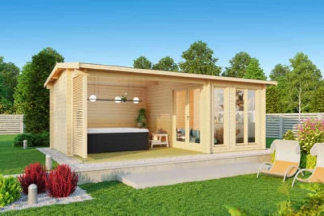 Lasita Maja Torquay 44-Log Cabin, Wooden Garden Room, Timber Summerhouse, Home Office - L615 X W434.8 X H245.1 Cm