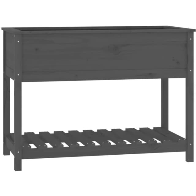 VIDAXL Planter with Shelf Grey 111.5x54x81cm Solid Wood Pine Vidaxl 823789