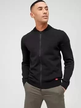 HUGO San Jaque Knitted Zip Thru - Black, Size S, Men