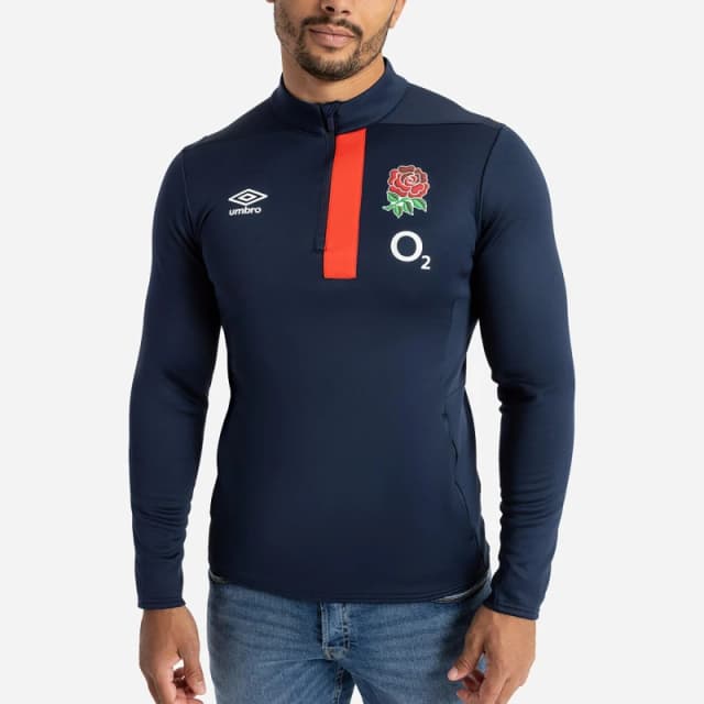 Umbro England Rugby Half Zip Fleece Top 2023 2024 Adults - Blue Blue S