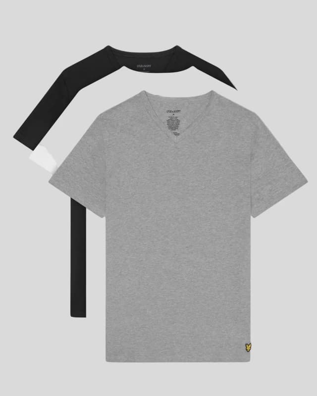Lyle & Scott Mens 3 Pack Lounge V-Neck T-Shirts in Black