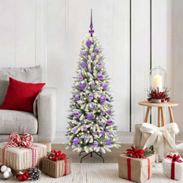 vidaXL Artificial Christmas Tree with 150 LEDs, Lilac Balls White 53 x 53 x 120 cm, White 3396027