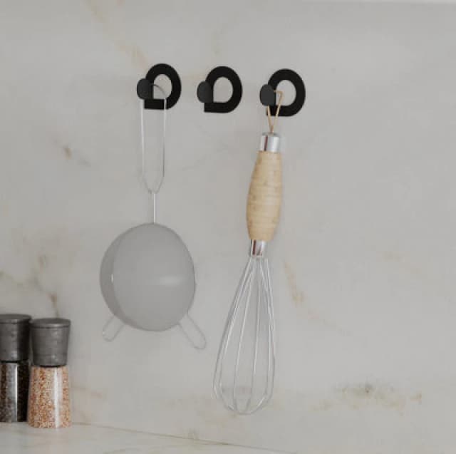 Decortie Modern Pino Unique Metal Triple Hooks For Hanging, Set Of 3 Matte Black Hooks Bathroom, Waterproof, Stainless Steel Hooks