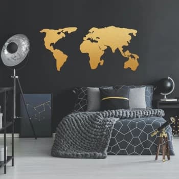 World Map 2 - Gold Gold Decorative Metal Wall Accessory