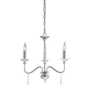 Finsbury Park Chandelier 3 Light Polished Nickel Finish, E14
