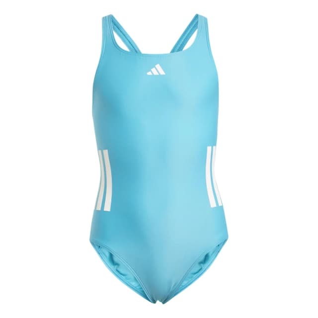 adidas Three Stripe Swimsuit Junior Girls Cyan/White female 9-10 Years