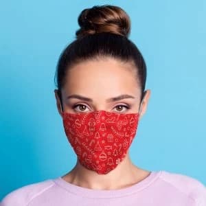 Red Christmas Icons Reusable Face Covering - Large