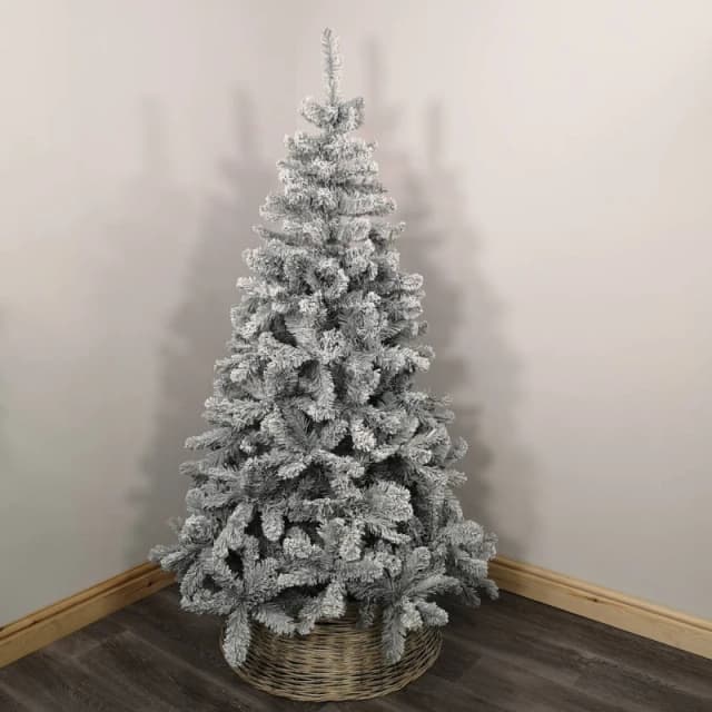 Samuel Alexander Kaemingk 8ft (240Cm) Flocked Snowy Imperial Pine Hinged Christmas Trees, Green 370050/903079