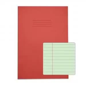 RHINO A4 Tinted Exercise Book 48 Pages 24 Leaf Red with Green Paper