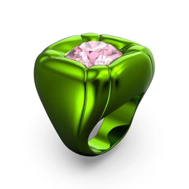 Swarovski Dulcis cocktail ring, Cushion cut, Pink - Green Green ONE SIZE