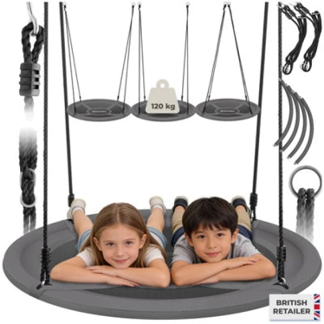Tectake Swing For Indoor And Outdoor Use With 120 Kg Load Capacity And Padded Edges 100 Cm - Grey/black