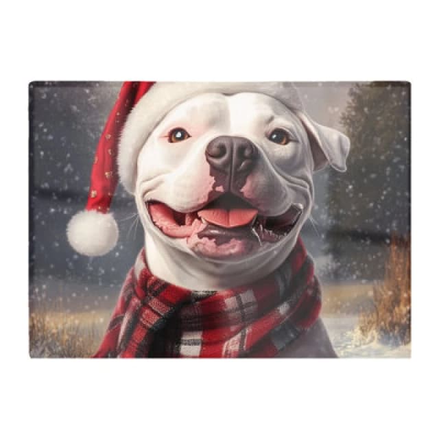 Warren Reed Designer Christmas Staffy Bull Terrier Dog Glass Chopping Board