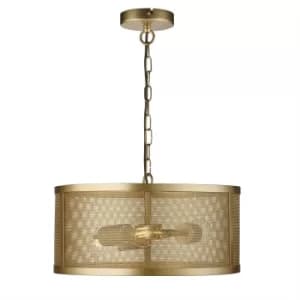 Fishnet 3 Light Cylindrical Pendant Mesh Matt Gold, E27