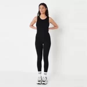 Missguided Rib Full Length Unitard - Black