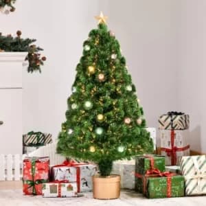 Christmas Time 4FT Prelit Artificial Christmas Tree Fiber Optic Xmas Tree w/ Golden Stand