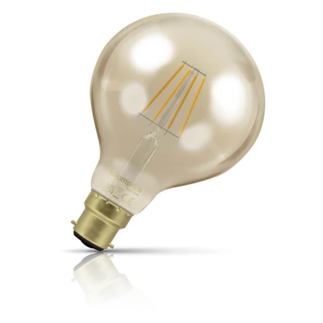 Crompton LED G95 Globe Light Bulb B22 4.5W Dim Extra Warm White 2200K Bayonet Antique Bronze