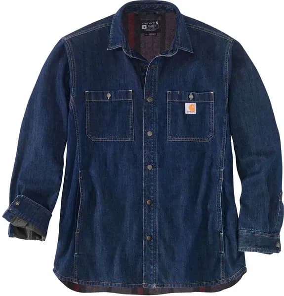 Carhartt Denim Fleece Lined Snap Front Shirt, blue, Size 2XL