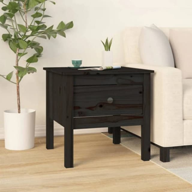 Vidaxl Side Table Black 50X50X49cm Solid Wood Pine, Black 813802