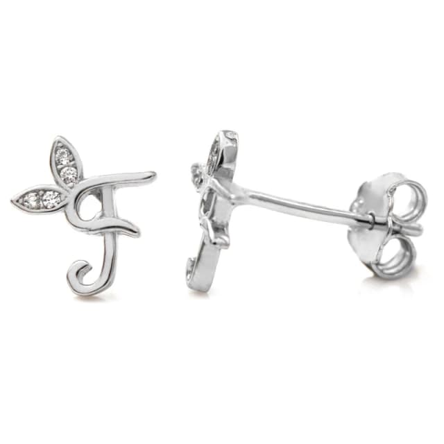 Say It With Winged Initial Earring Pair - Sterling Silver - F Silver Unisex One Size