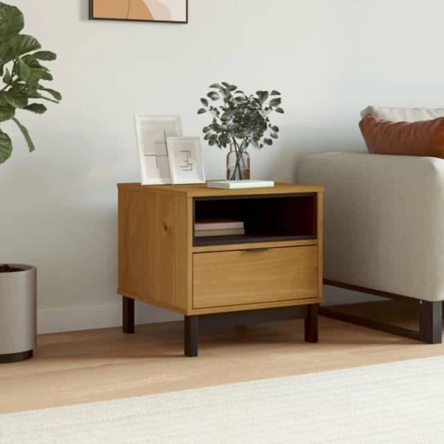 Vidaxl Side Table Flam 50X50X50 Cm Solid Wood Pine, Brown 357823
