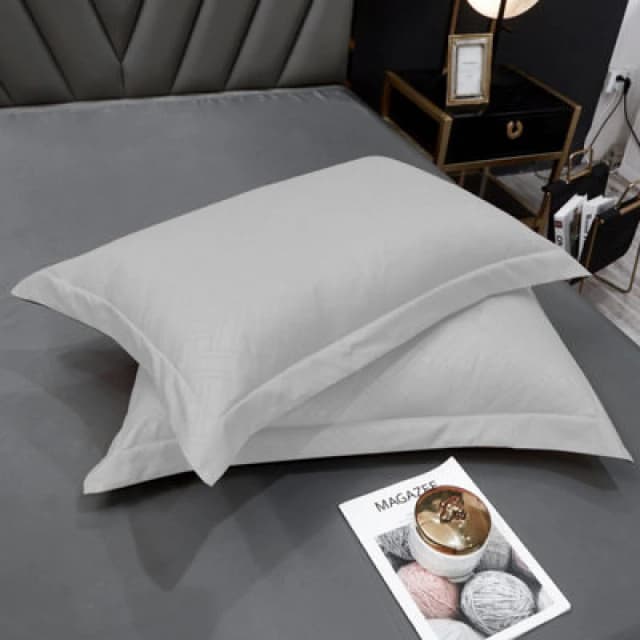 Ezysleep Ezysleep 100% Egyptian Cotton Grey Oxford Pillowcase Set in Silver Size: Standard Pillow Case Silver Standard Pillow Case Unisex 5034567874