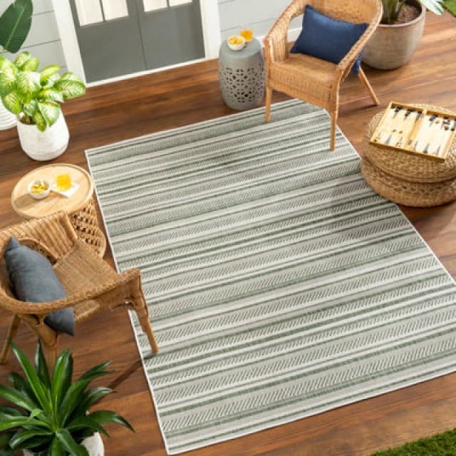 Livabliss In- & Outdoor Global Moss Green Kavita Area Rug 130 X 180 Cm - Easy To Clean, Perfect For Patio, Balcony, Kitchen Or Dining Room