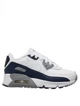 Nike Air Max 90 Leather Childrens Trainers - White, Size 1