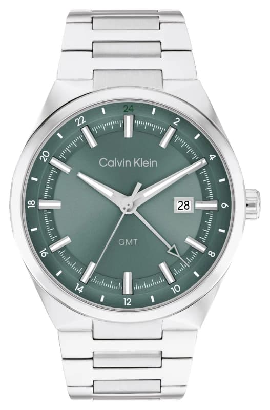 Calvin Klein 25200492 Distinguish GMT (44mm) Sage Green Dial Watch